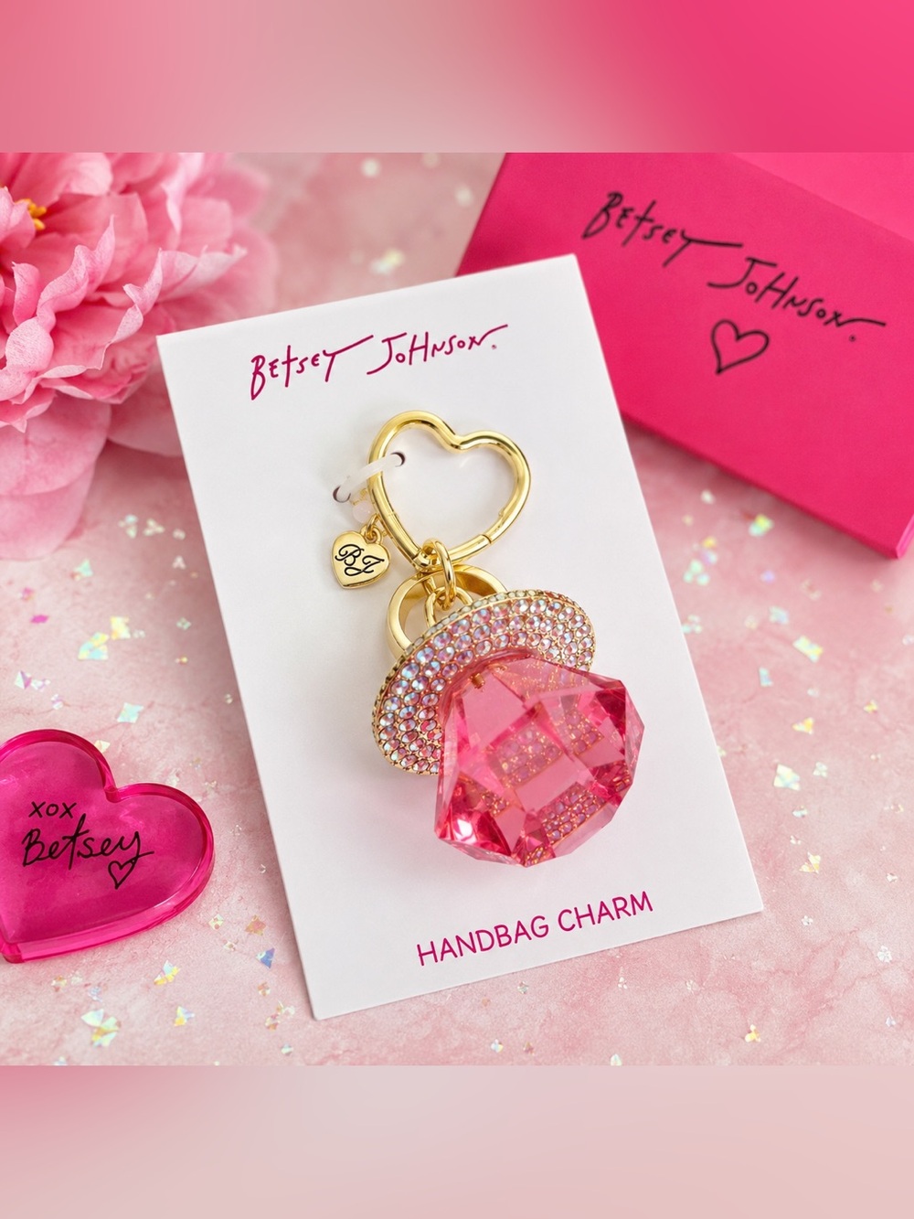 Betsey Johnson Pink Ring Pop Keychain Handbag Charm